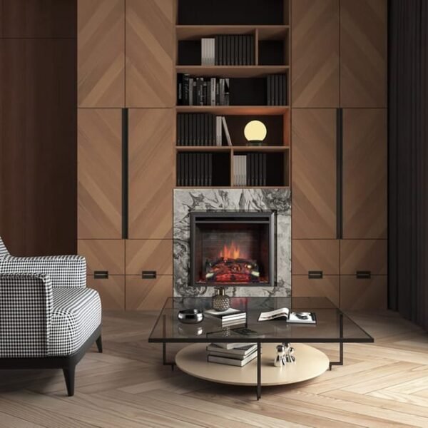 BALDERIA cheminée électrique Calida 26" | Cheminée mural avec flammes 3D, chauffage 2000W, éclairage LED | Télécommande, minuteur, thermostat